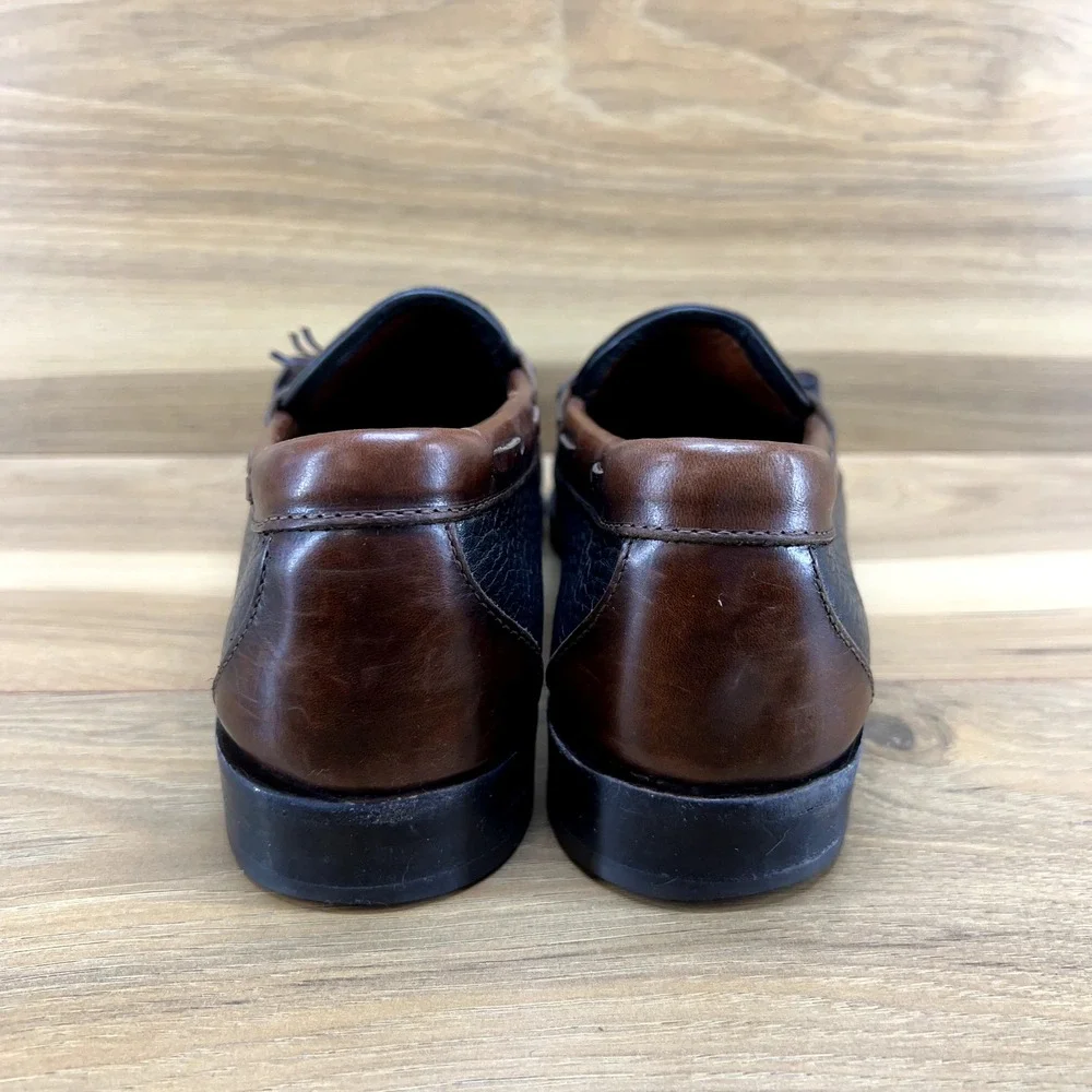 Allen Edmonds Mens 9.5 D Nashua Black Brown Kiltie Tassel Dress Loafers